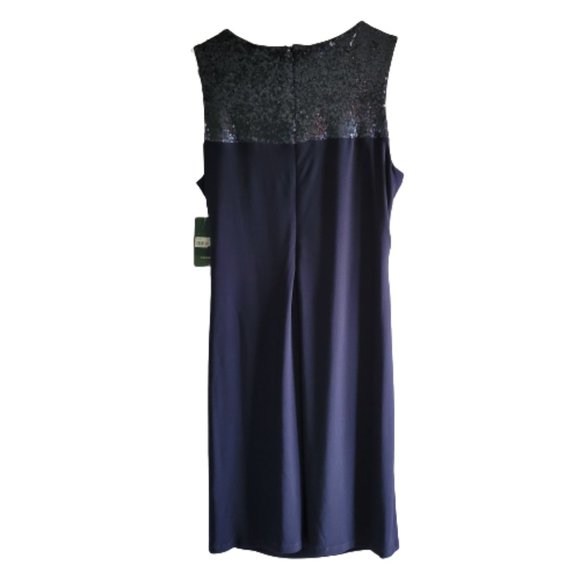 Lauren Ralph Lauren Navy Blue Sequin Top Sleeveless Dress - Picture 2 of 9